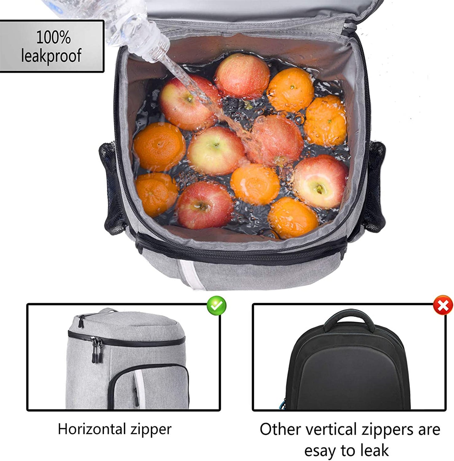 Leakproof Insulated Waterproof Backpack Cooler Bag - Lightweight Soft Cooler for Men and Women, Ideal for Work Lunches, Picnics, Camping, and Hiking, Holds Up to 30 Cans