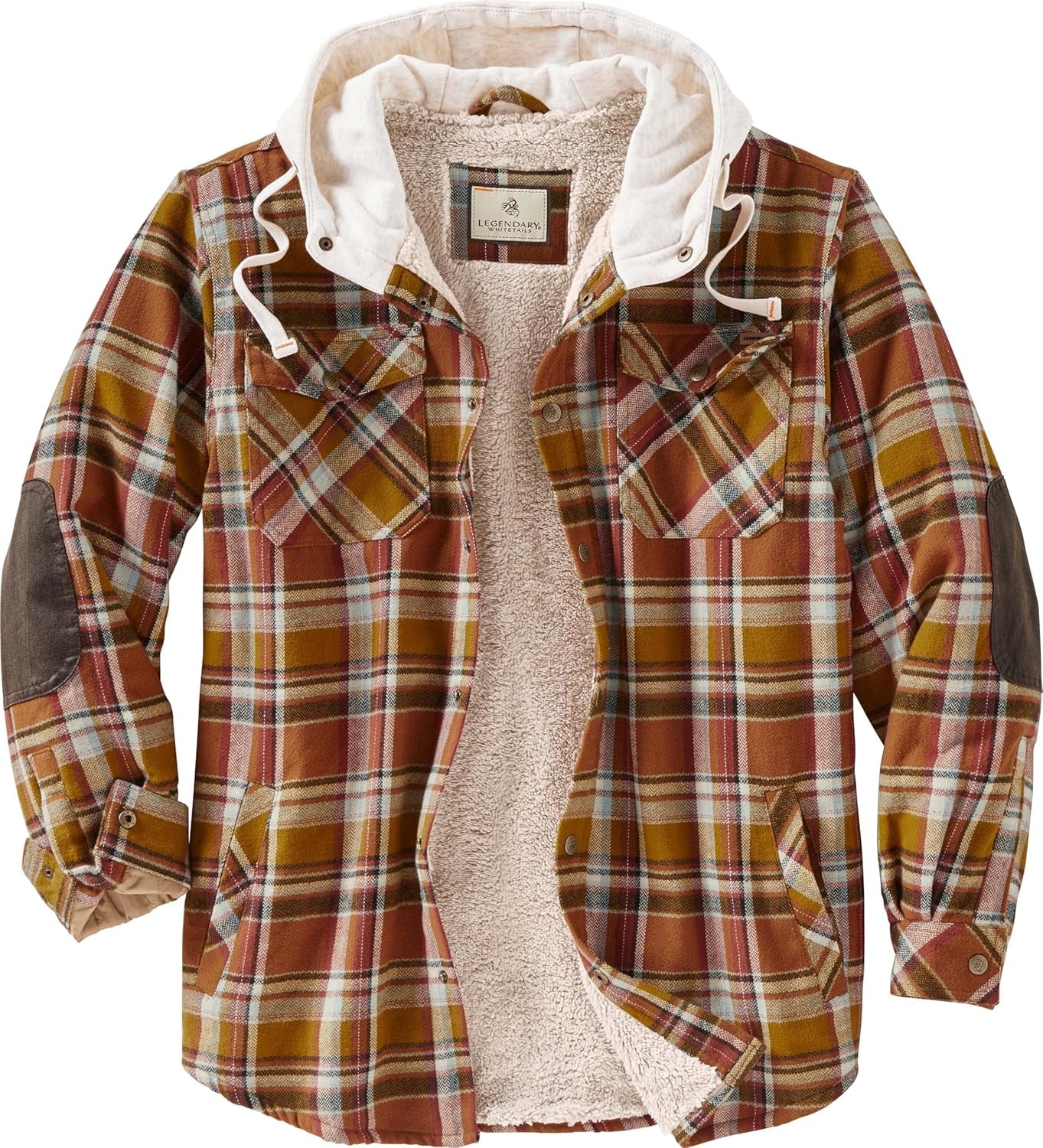 Men's Hooded Flannel Shirt Jacket with Berber Lining for Camp Nights