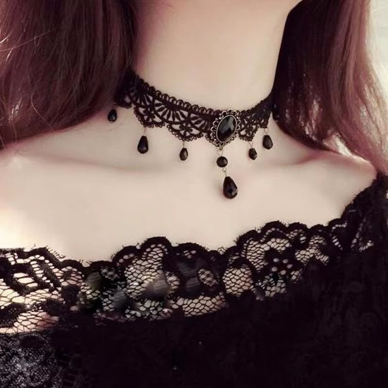 Wedding Lace Choker Necklaces Gland De Tatouage Choker Collier Noir Dentelle Choker Collier Vintage Femmes Bijoux De Mariage