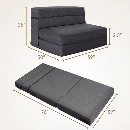 Sleeper Chair Bed with Pillow Memory Foam Fold Sofa Bed Couch Futon Lazy for Living Room/Home Office/Guest Beds/Apar