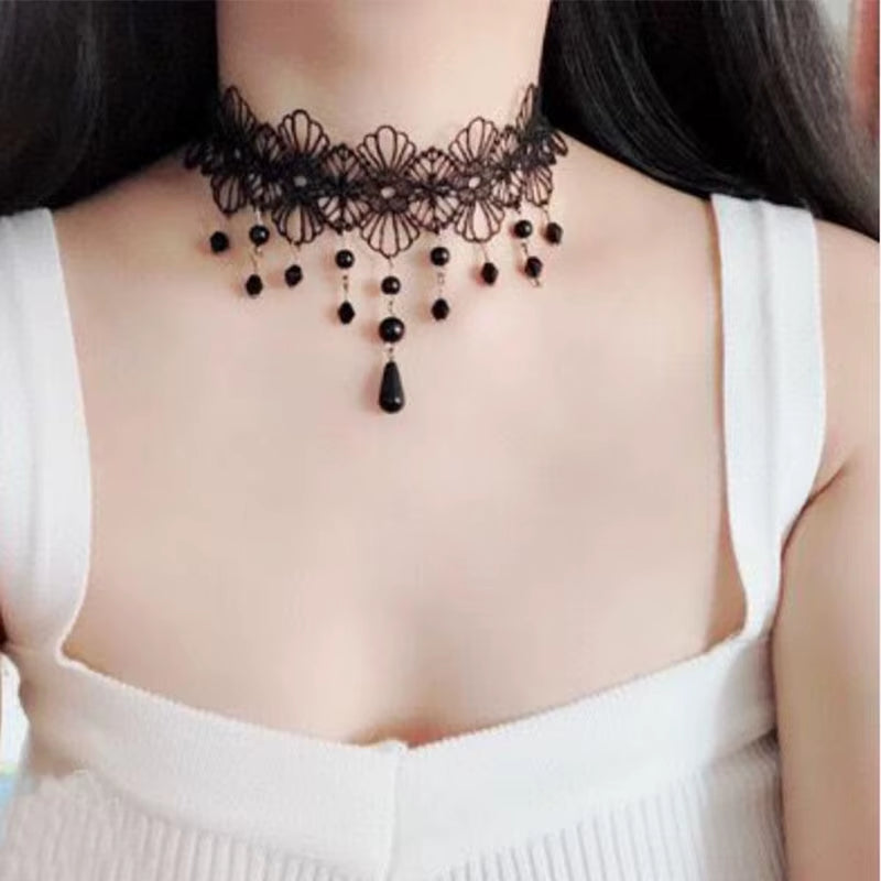 Wedding Lace Choker Necklaces Gland De Tatouage Choker Collier Noir Dentelle Choker Collier Vintage Femmes Bijoux De Mariage