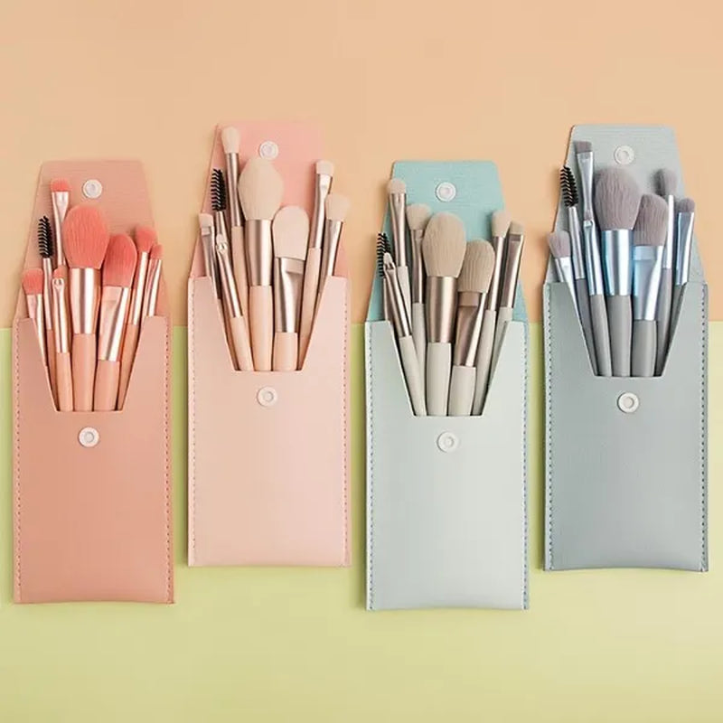 Makeup Brushes/Bags, 8 Pcs Portable Soft Makeup Brushes Set for Eyeshadow Foundation Powder Concealer Lip Blush Makeup (Multicolor with Bag)