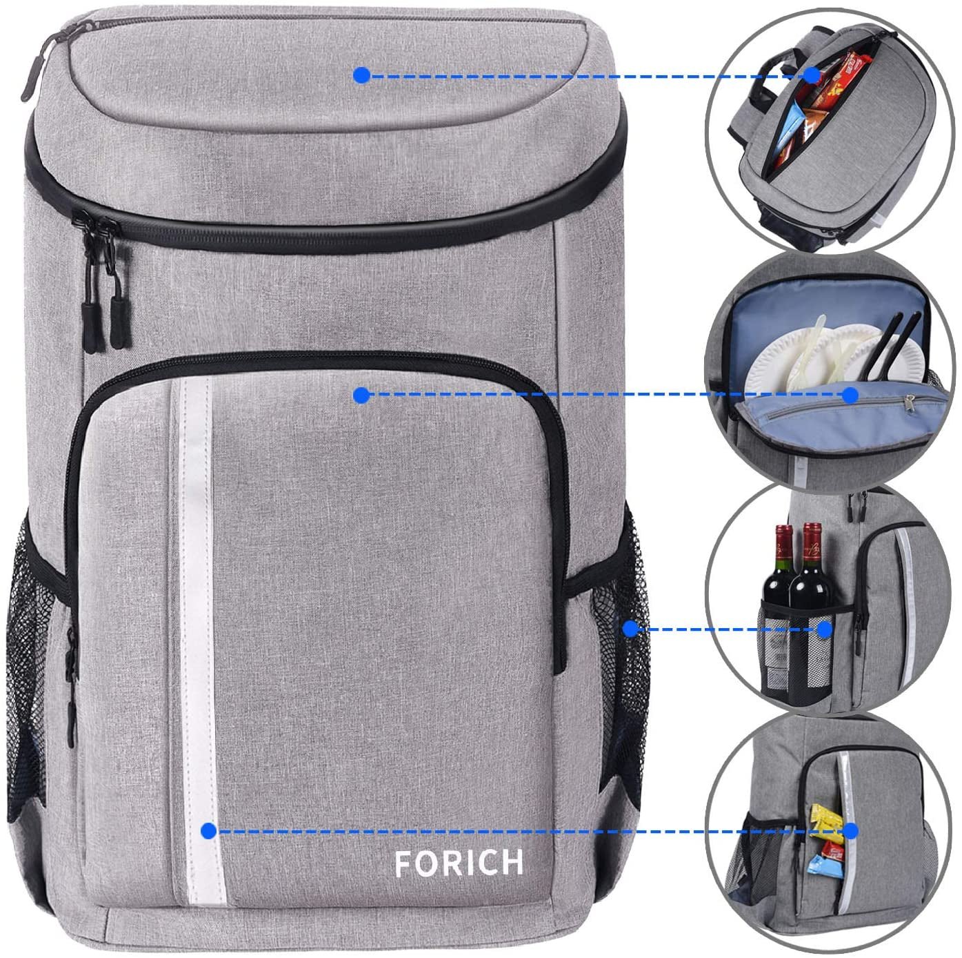 Leakproof Insulated Waterproof Backpack Cooler Bag - Lightweight Soft Cooler for Men and Women, Ideal for Work Lunches, Picnics, Camping, and Hiking, Holds Up to 30 Cans