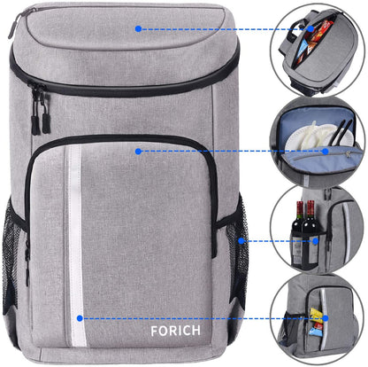 Leakproof Insulated Waterproof Backpack Cooler Bag - Lightweight Soft Cooler for Men and Women, Ideal for Work Lunches, Picnics, Camping, and Hiking, Holds Up to 30 Cans