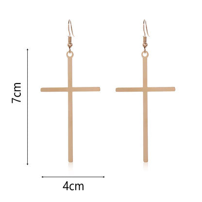 Ethnic Big Cross Long Earrings for Women Gold Color Drop Earrings Jewelry Dropshipping Bijoux Ethnique Femmes Punk Cross Earring