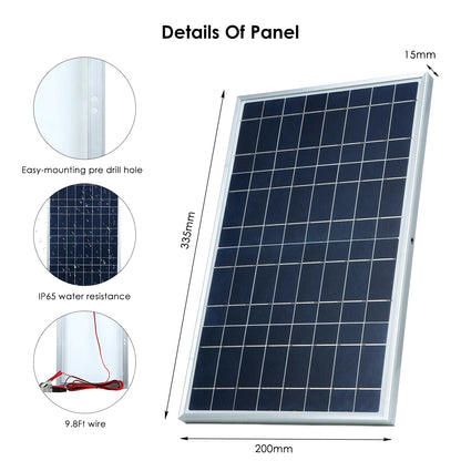 300W 12V Complete Polycrystalline Solar Panel Kit with USB Power for Portable Outdoor Use and Home Rechargeable Solar Generator