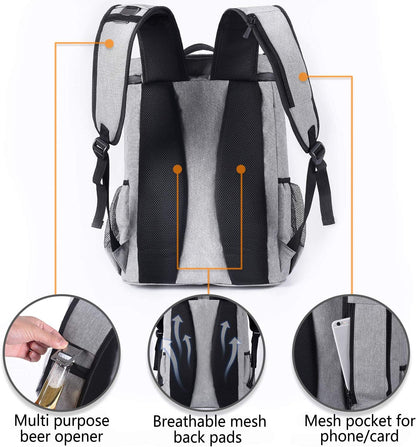 Leakproof Insulated Waterproof Backpack Cooler Bag - Lightweight Soft Cooler for Men and Women, Ideal for Work Lunches, Picnics, Camping, and Hiking, Holds Up to 30 Cans