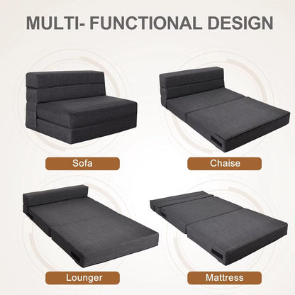 Sleeper Chair Bed with Pillow Memory Foam Fold Sofa Bed Couch Futon Lazy for Living Room/Home Office/Guest Beds/Apar