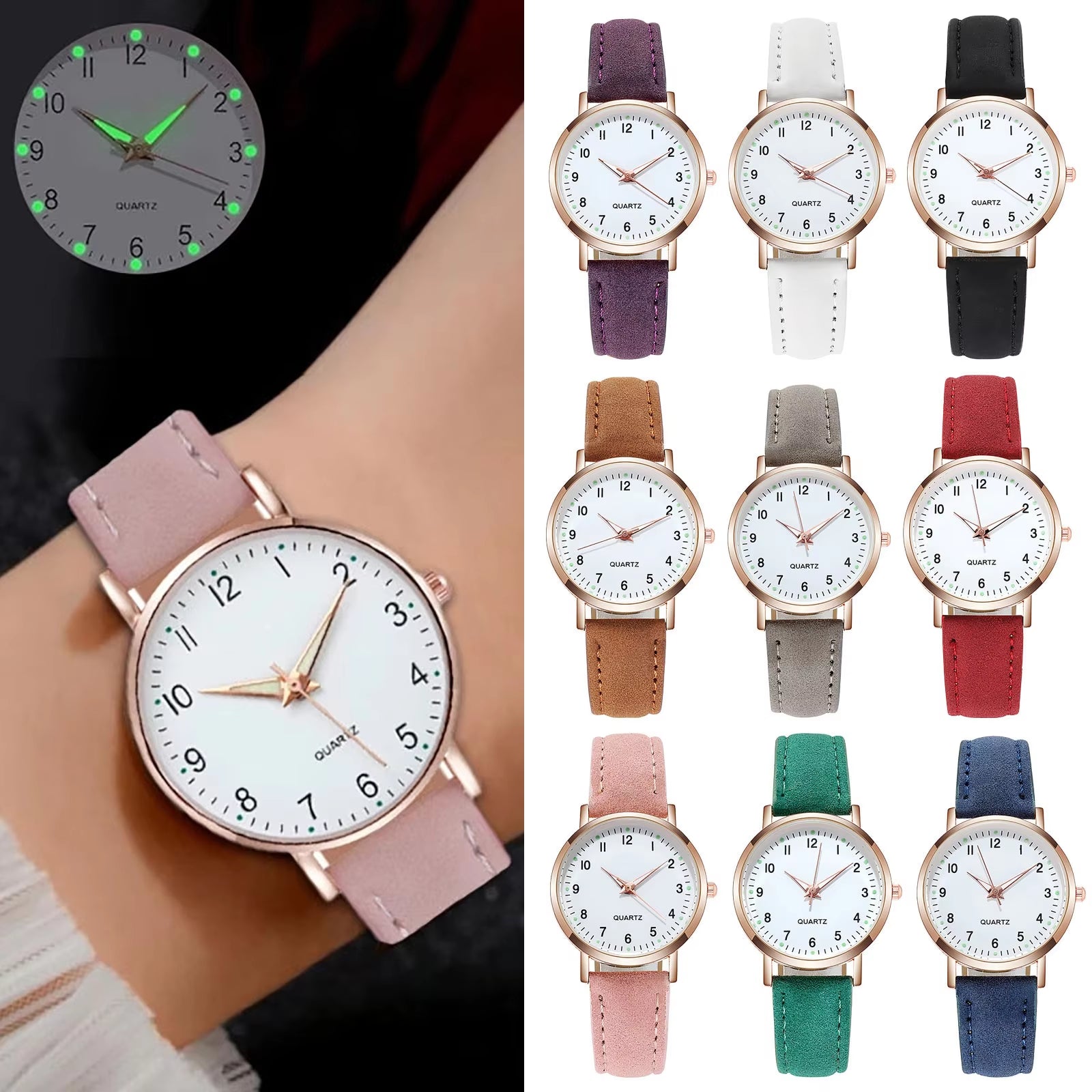 Montres Femmes Luxury Women Watches Luminous Leather Strap Digital Wristwatches Casual Business Wrist Clock Dress Reloj Mujer